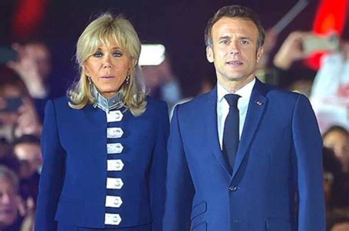 France’s First Lady, Brigitte Macron, Stuns In Blue Pantsuit At Husband’s Election Rally