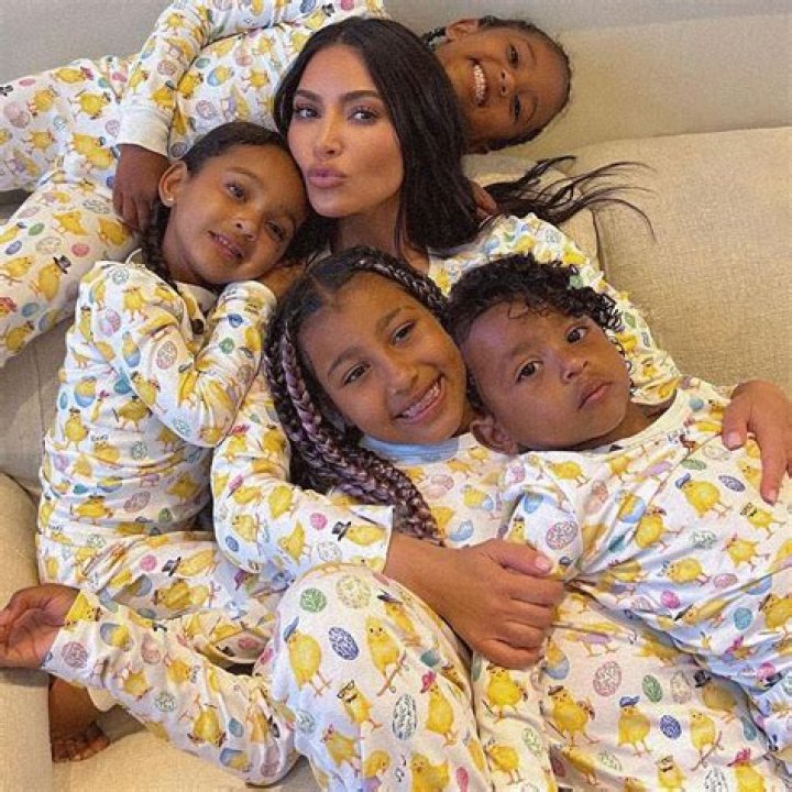 Kim Kardashian Rocks Matching PJs With All 4 Of Her Kids In Adorable Photo From Easter