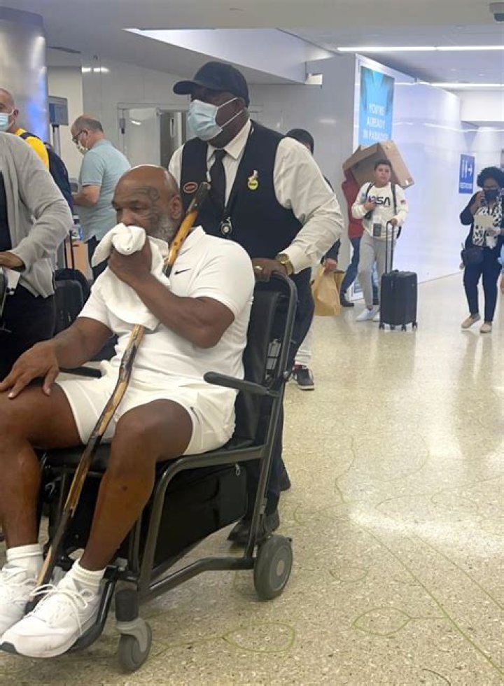 Mike Tyson, 56, Spotted In Wheelchair With Walking Stick At The Airport: Photos